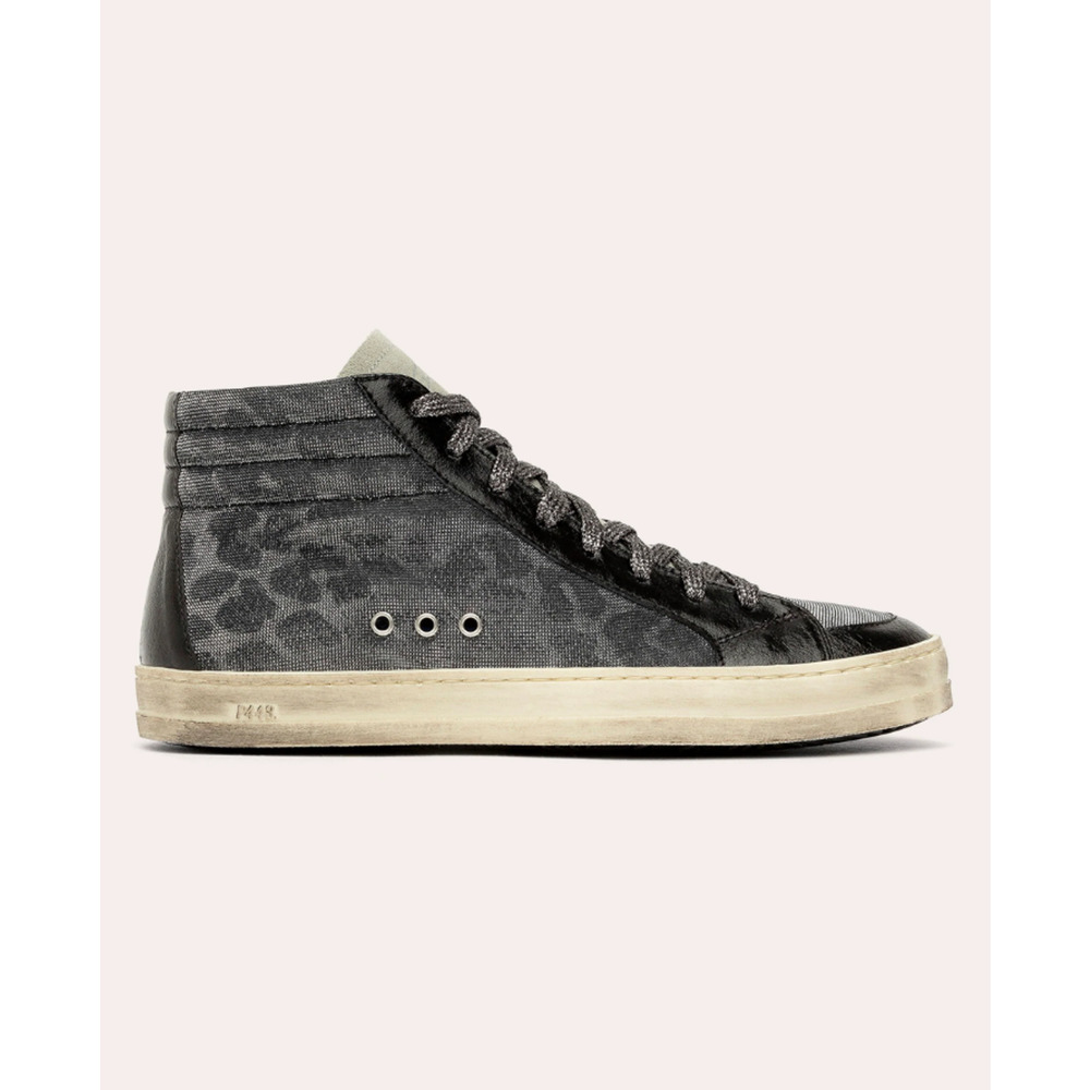 P448 Skate Mid Hi High Top Sneakers Womens EU 37 Black Patent Cheetah